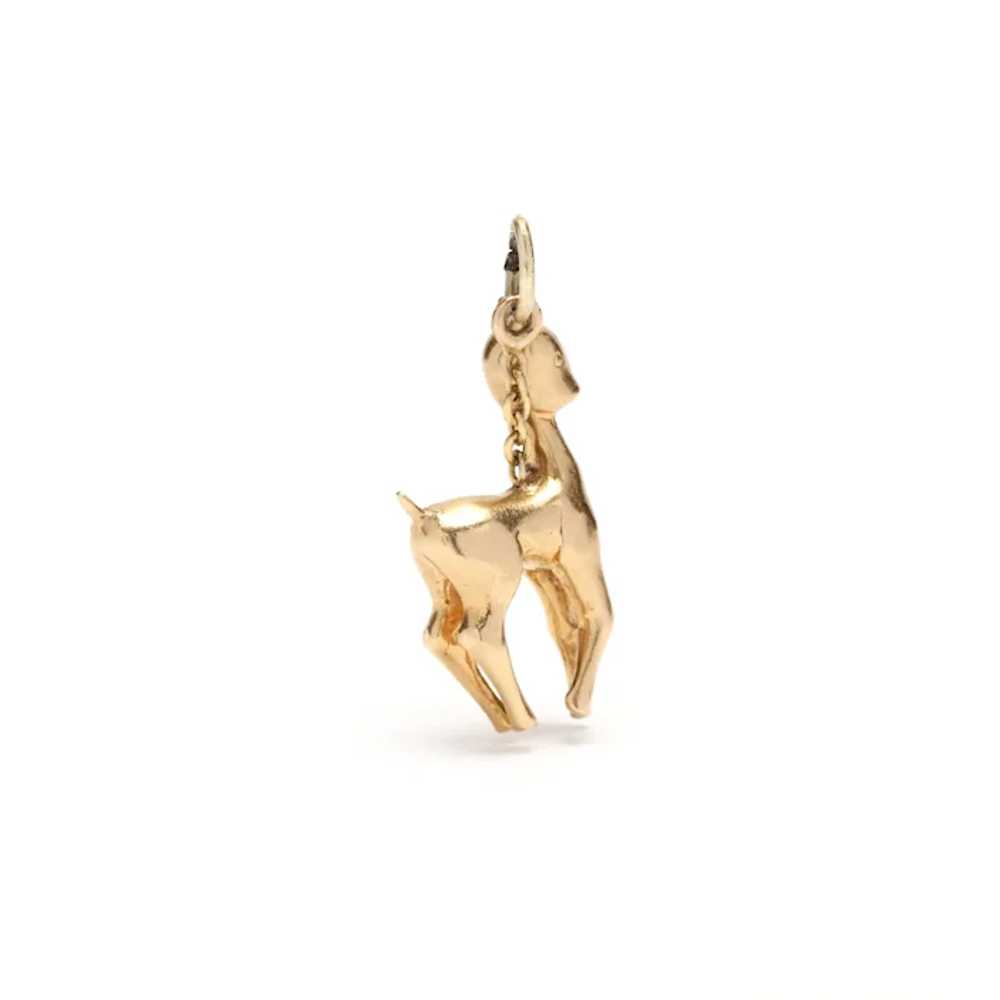 Vintage 18KT Yellow Gold Solid Doe Charm, Length … - image 3