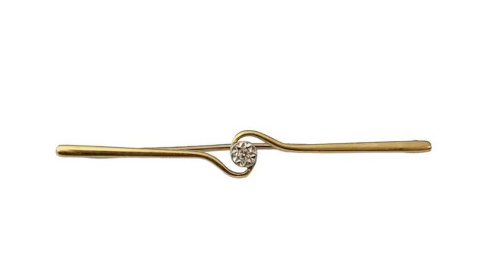 14k Yellow Gold Diamond Chip Bar Pin - image 11