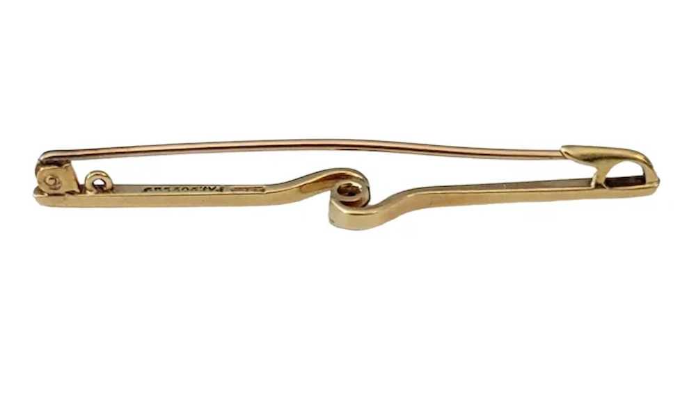 14k Yellow Gold Diamond Chip Bar Pin - image 5