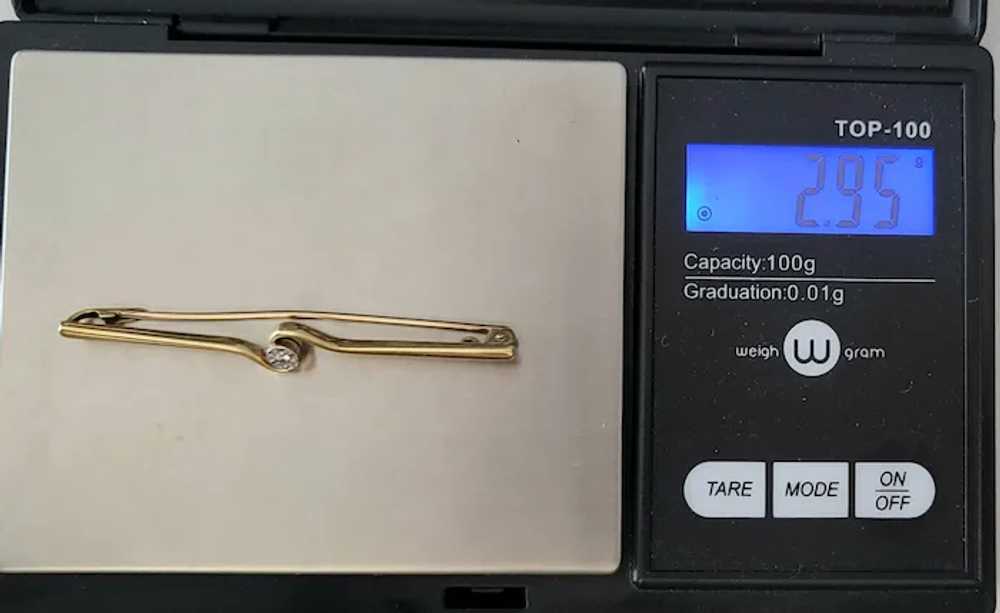 14k Yellow Gold Diamond Chip Bar Pin - image 8