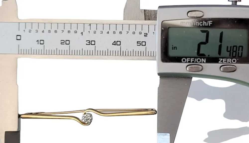 14k Yellow Gold Diamond Chip Bar Pin - image 9