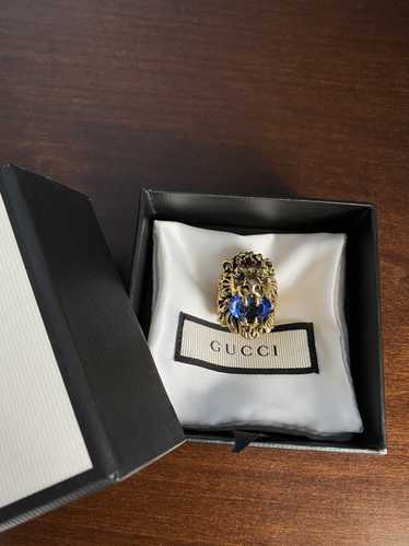 Gucci Gucci Lion Head Ring With Blue Sapphire Cry… - image 1