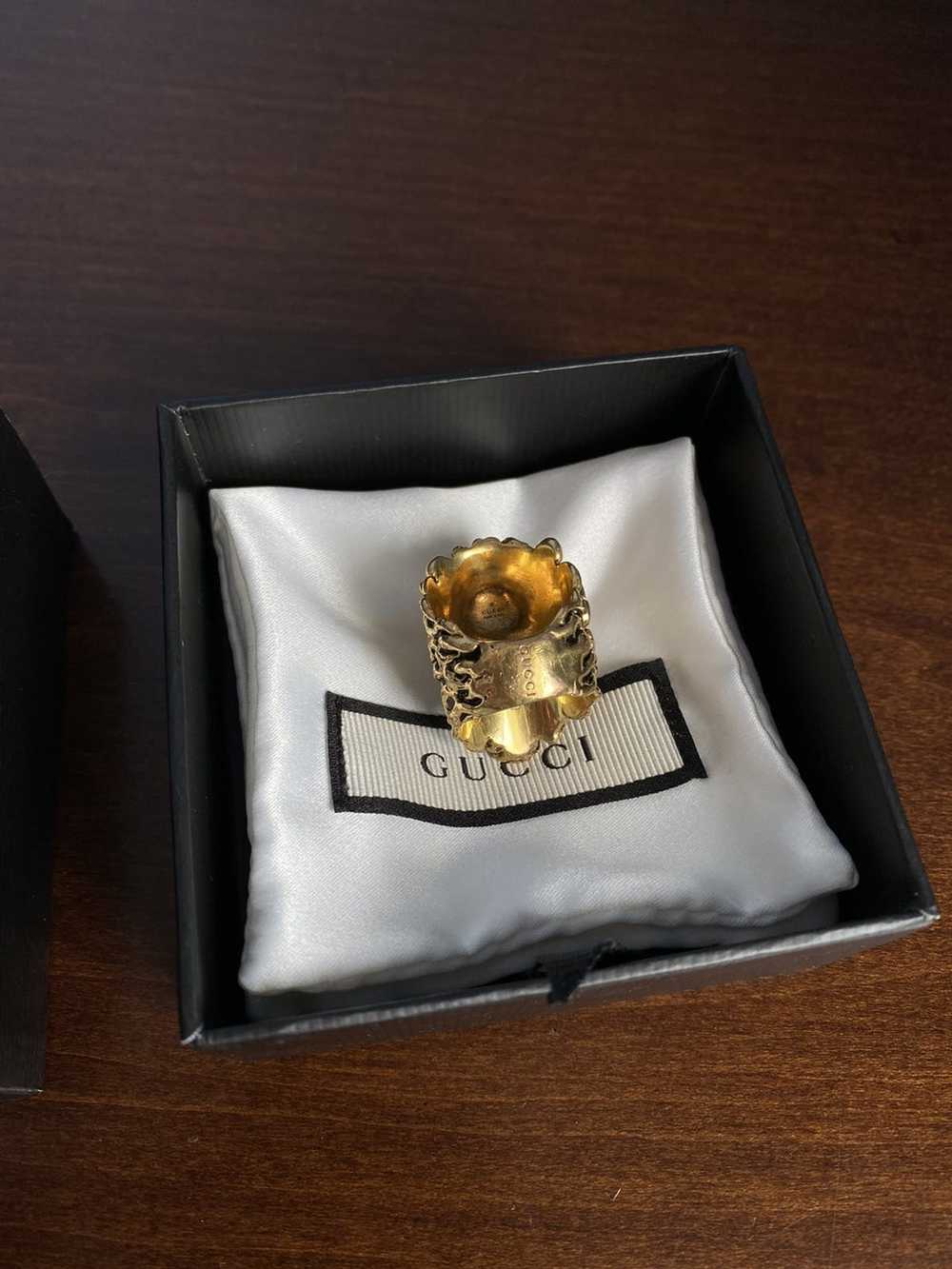 Gucci Gucci Lion Head Ring With Blue Sapphire Cry… - image 3