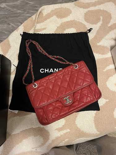 Splendid and Rare Chanel Mini Timeless Flap bag in red jersey