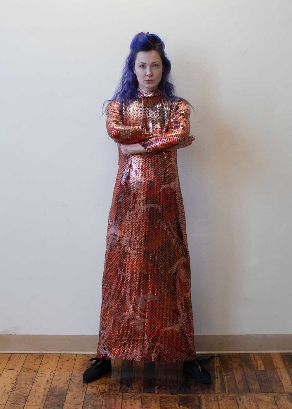 1970s Red Sequin Dress - image 2