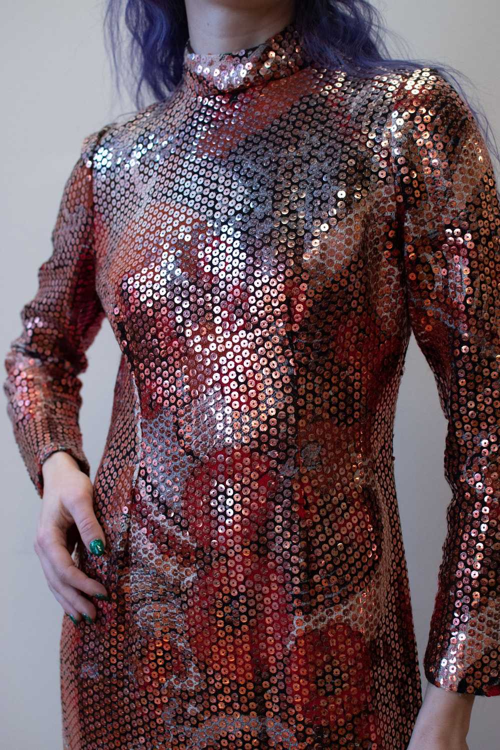 1970s Red Sequin Dress - image 7