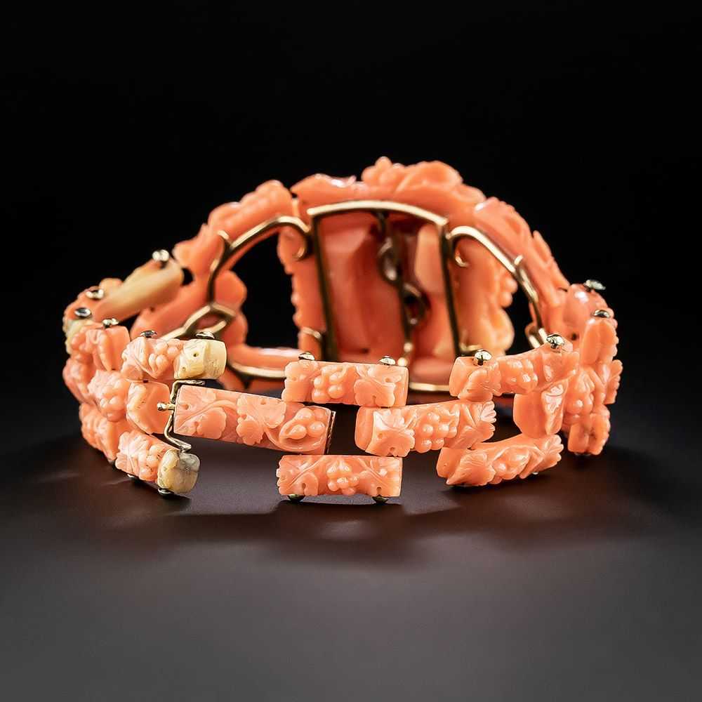 Antique Carved Coral Dionysus Bracelet - image 2