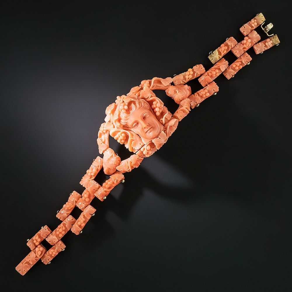 Antique Carved Coral Dionysus Bracelet - image 5