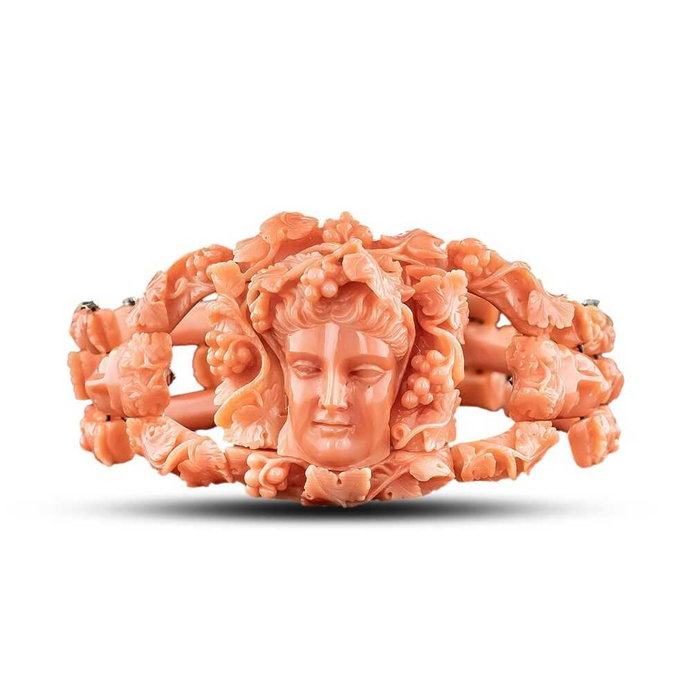 Antique Carved Coral Dionysus Bracelet - image 6