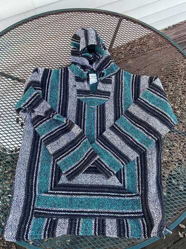 Streetwear × Vintage Baja poncho drug rug hoodie