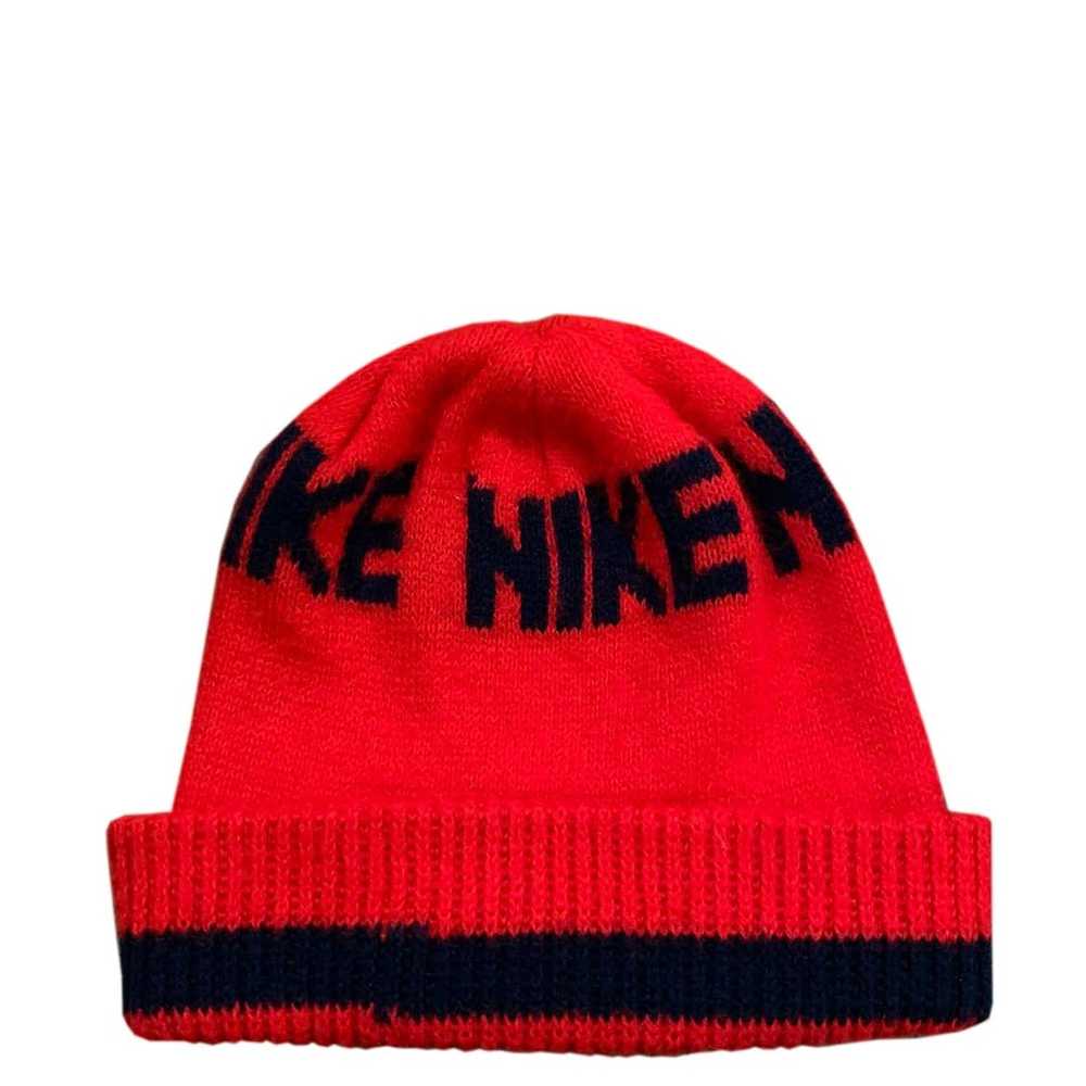 Nike Vintage Nike Red / Black Spell Out Knit Bean… - image 1
