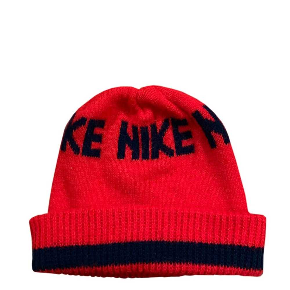 Nike Vintage Nike Red / Black Spell Out Knit Bean… - image 2