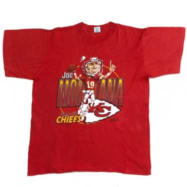 Vintage Salem Sportswear NFL Kansas City Chiefs Football Joe Montana  Caricature Cartoon T-shirt Size L 