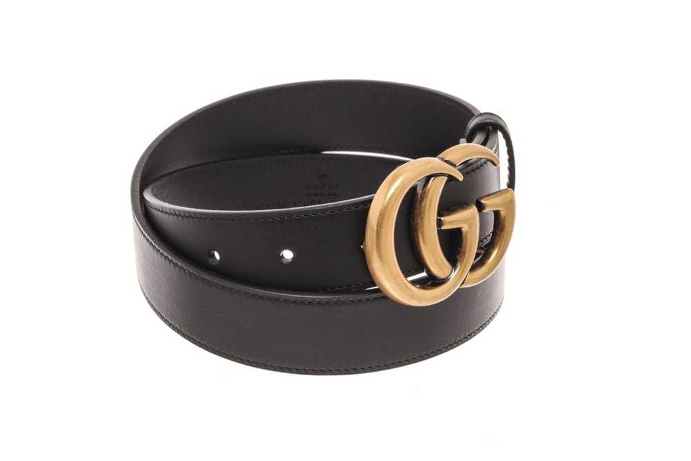 Gucci Gucci GG Black Leather GHW Thin Belt 75 - image 2