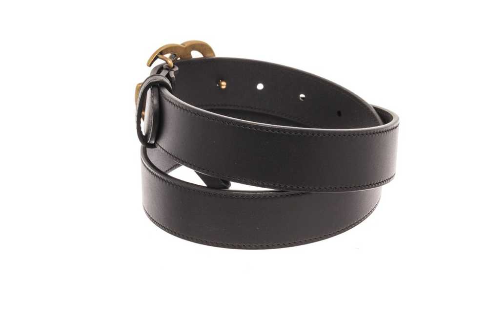 Gucci Gucci GG Black Leather GHW Thin Belt 75 - image 4