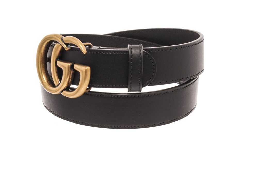 Gucci Gucci GG Black Leather GHW Thin Belt 75 - image 5