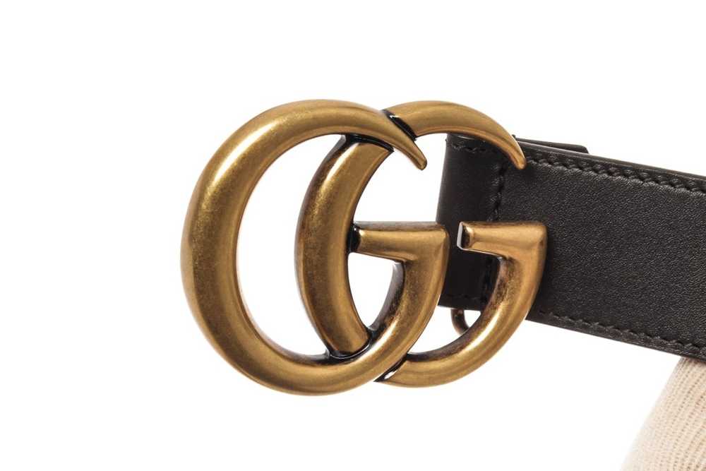 Gucci Gucci GG Black Leather GHW Thin Belt 75 - image 7