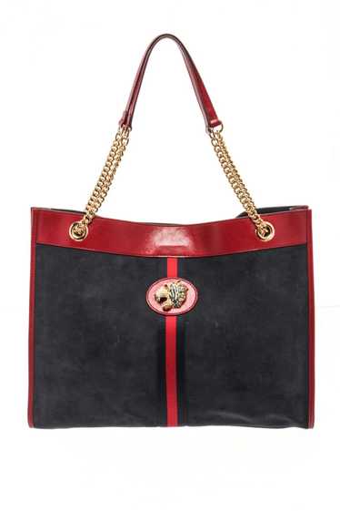 Gucci Rare Bamboo Web Lunch Box Handbag Vintage Navy Red Tote Bag