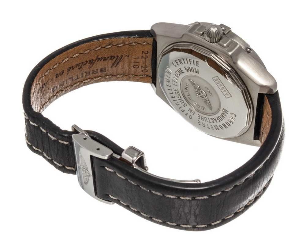 Breitling Breitling Black Leather Chronomet Watch - image 3