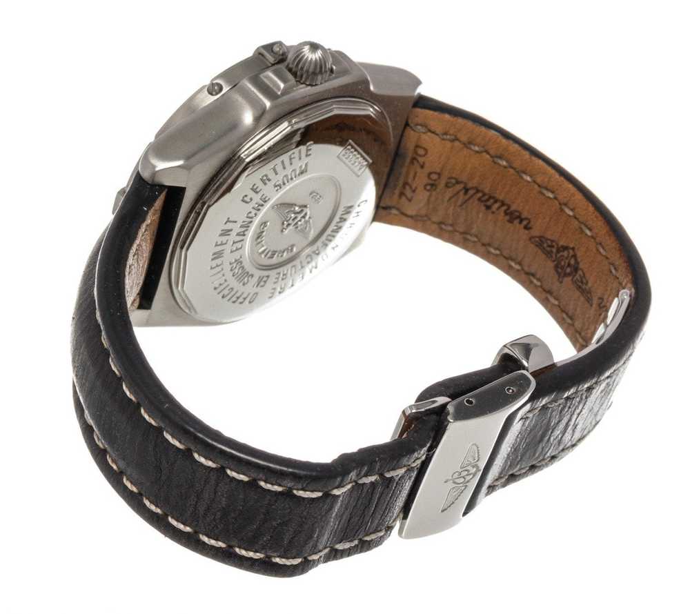 Breitling Breitling Black Leather Chronomet Watch - image 4