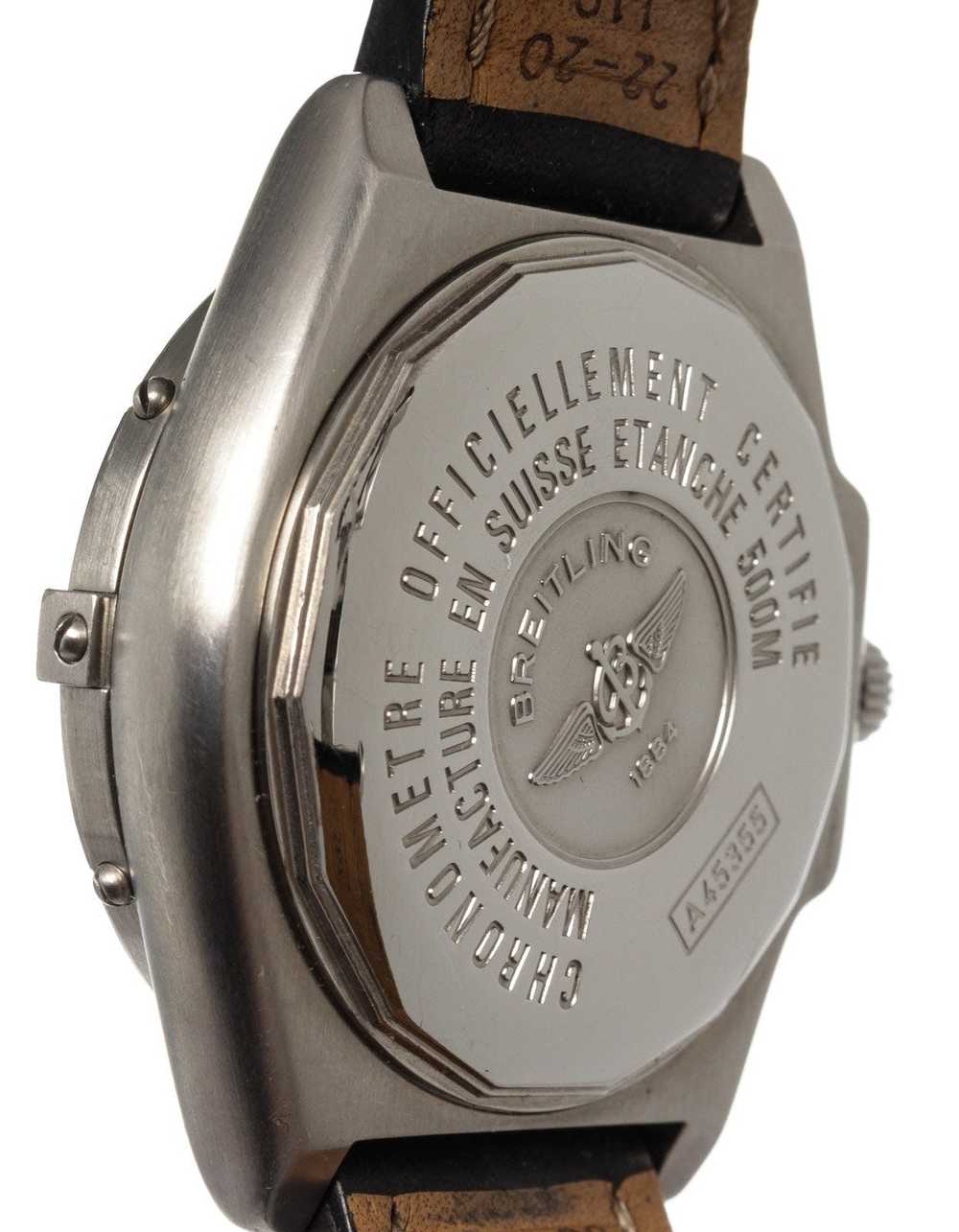 Breitling Breitling Black Leather Chronomet Watch - image 8