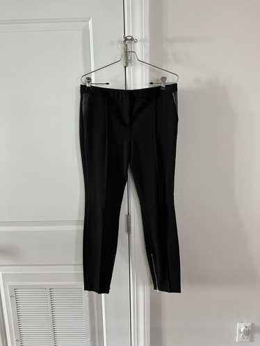 The Kooples Pleated Wool Trousers with Leather Det