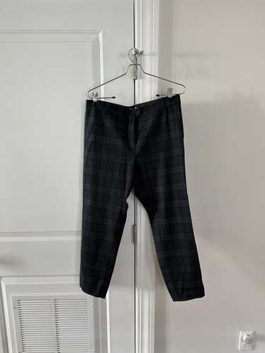 6397 Blue and Green Plaid Loose Fit Trousers