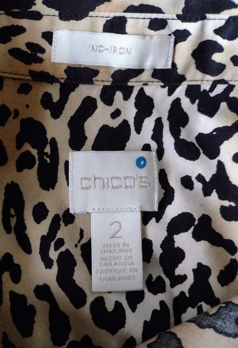Chicos Cheetah Print No Iron Cotton Bottom Tie Sh… - image 7