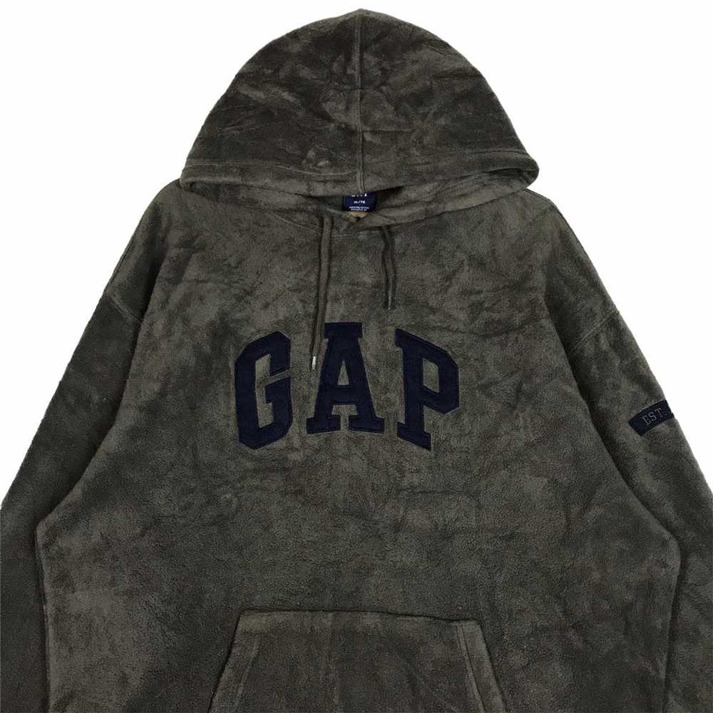 Gap Vintage GAP Olive Green Fleece Hoodie Pullove… - image 2