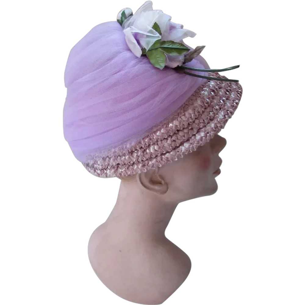 SALE Lovely 1960 Era Hat in Lavender & Lilac Tull… - image 1