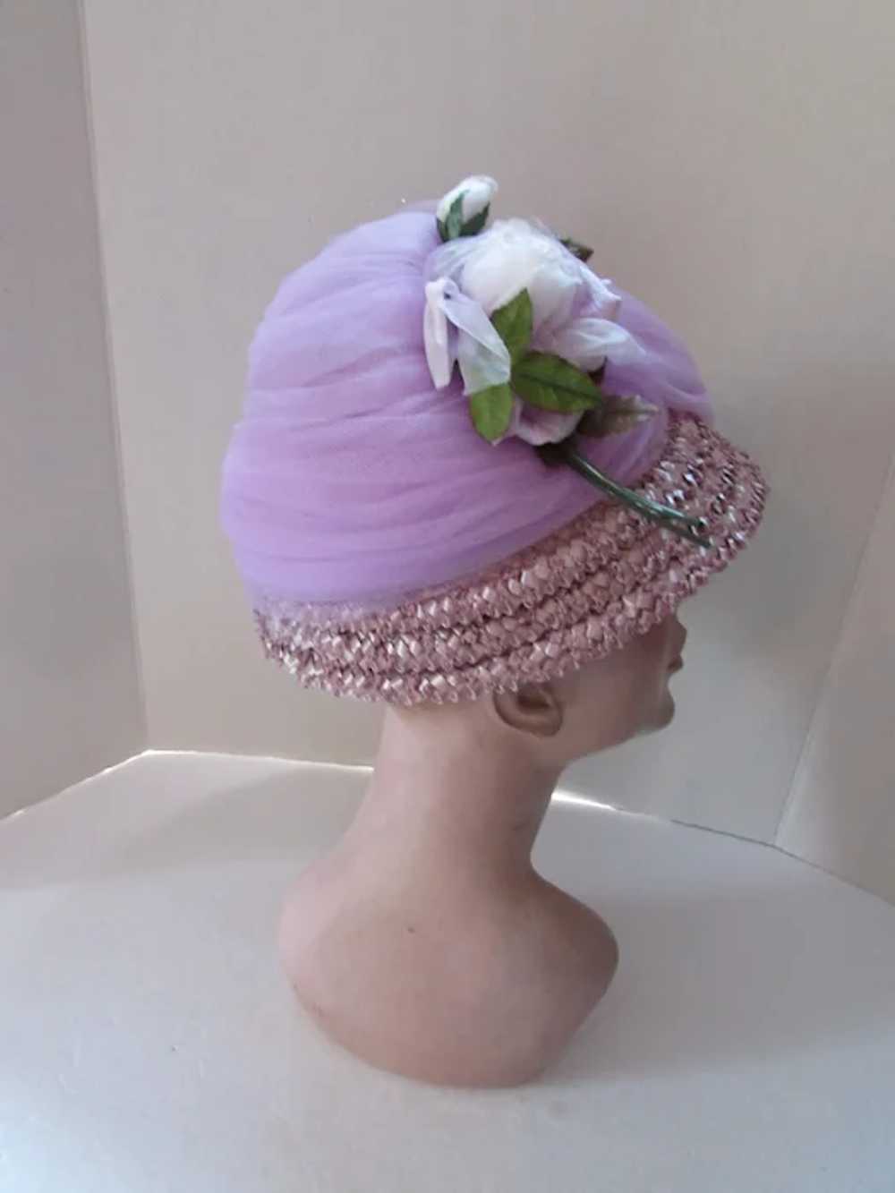 SALE Lovely 1960 Era Hat in Lavender & Lilac Tull… - image 6