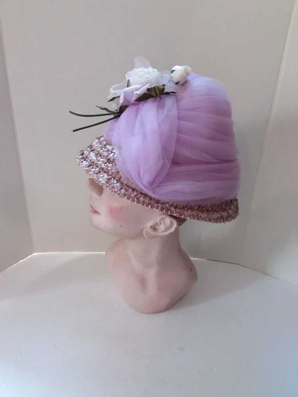 SALE Lovely 1960 Era Hat in Lavender & Lilac Tull… - image 7