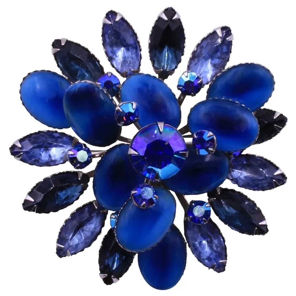 Brooch Pin Beau Jewels Judy Lee Sapphire Art Glas… - image 1