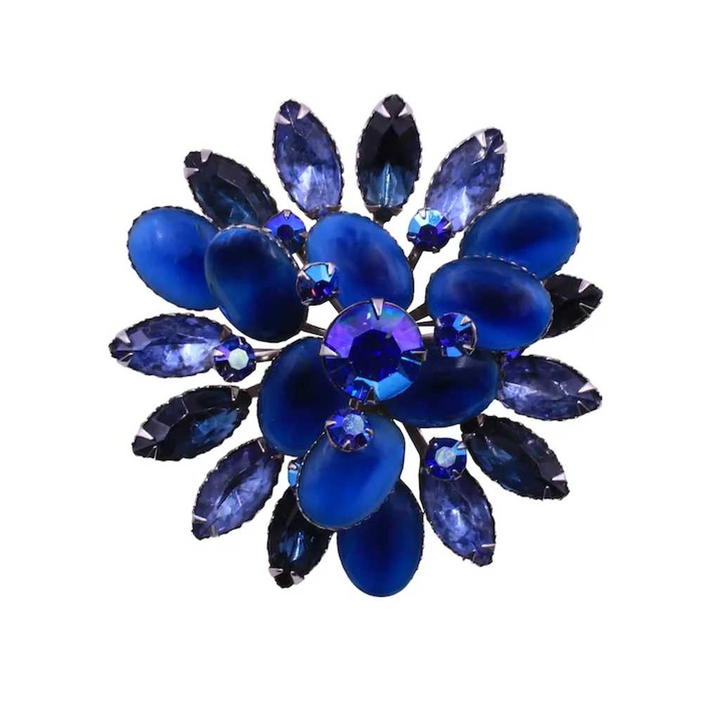 Brooch Pin Beau Jewels Judy Lee Sapphire Art Glas… - image 2