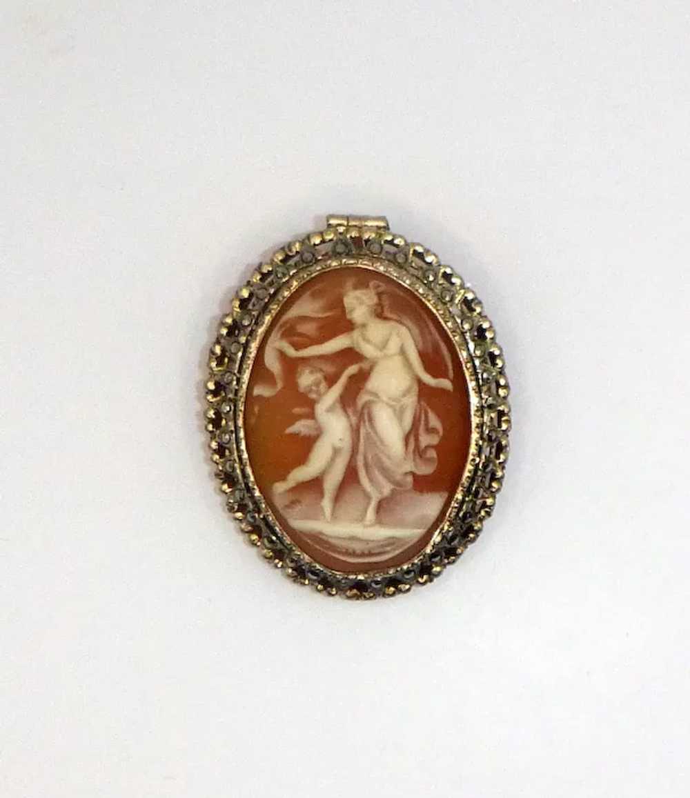 Antique Sterling and Shell Cameo of Venus and Eros - image 11