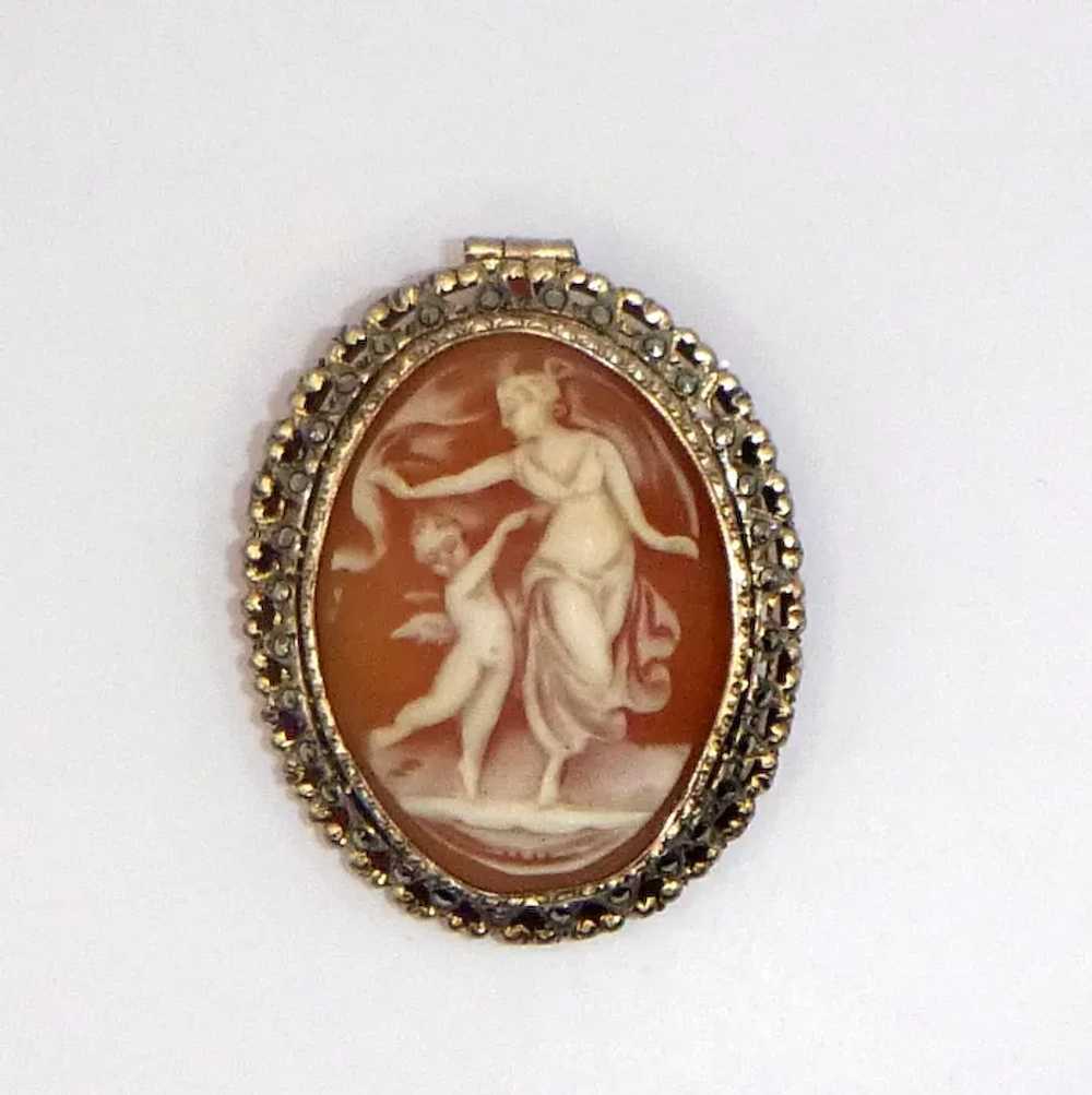 Antique Sterling and Shell Cameo of Venus and Eros - image 4