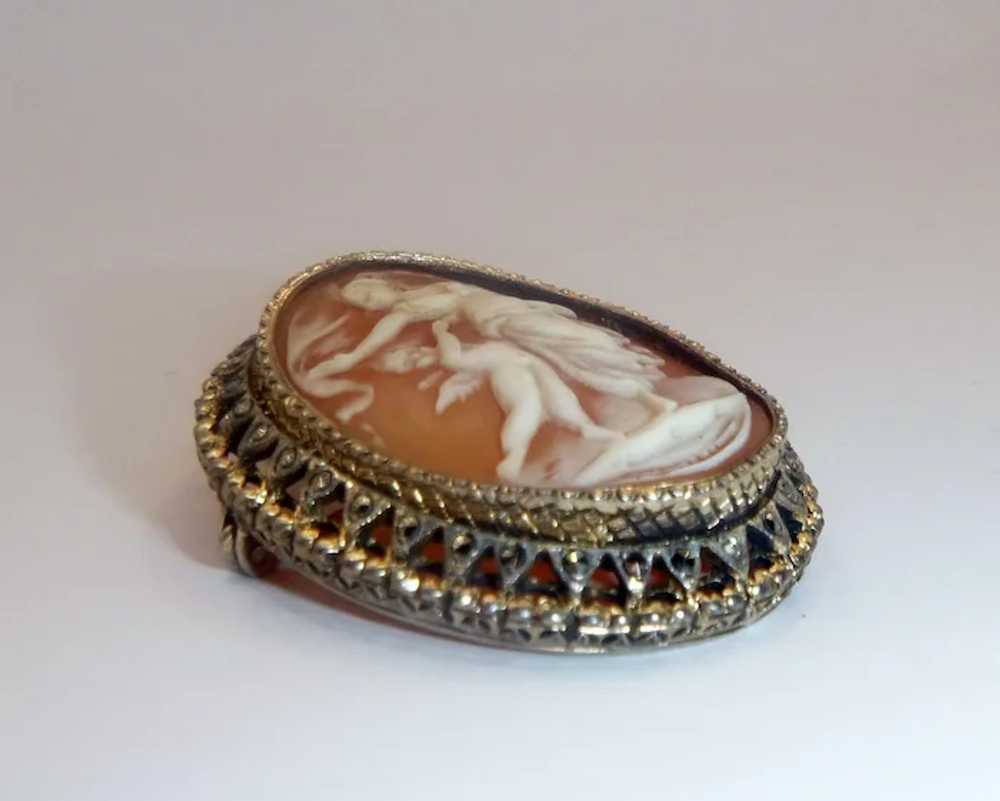 Antique Sterling and Shell Cameo of Venus and Eros - image 9