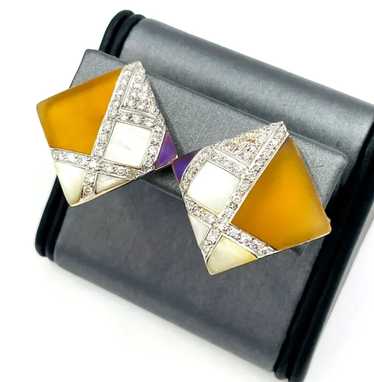 14k Yellow gold Citrine, Diamond earrings Multi ge