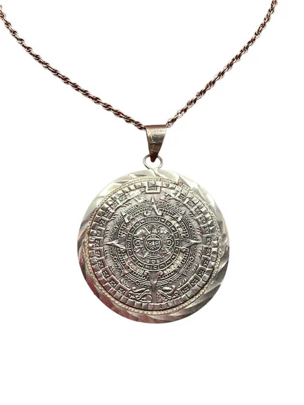 Vintage Mexican Sterling Silver Reversible Mayan … - image 2