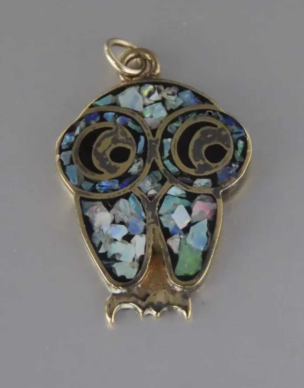 Vintage Gold Plated Sterling Owl Brooch Pin - image 10
