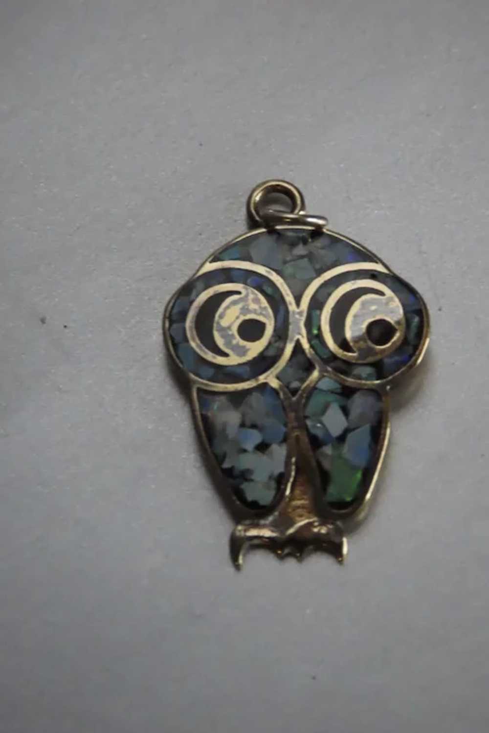 Vintage Gold Plated Sterling Owl Brooch Pin - image 11