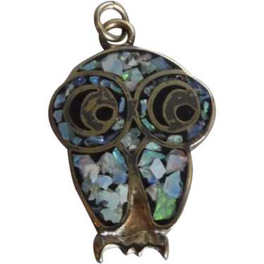 Vintage Gold Plated Sterling Owl Brooch Pin - image 1
