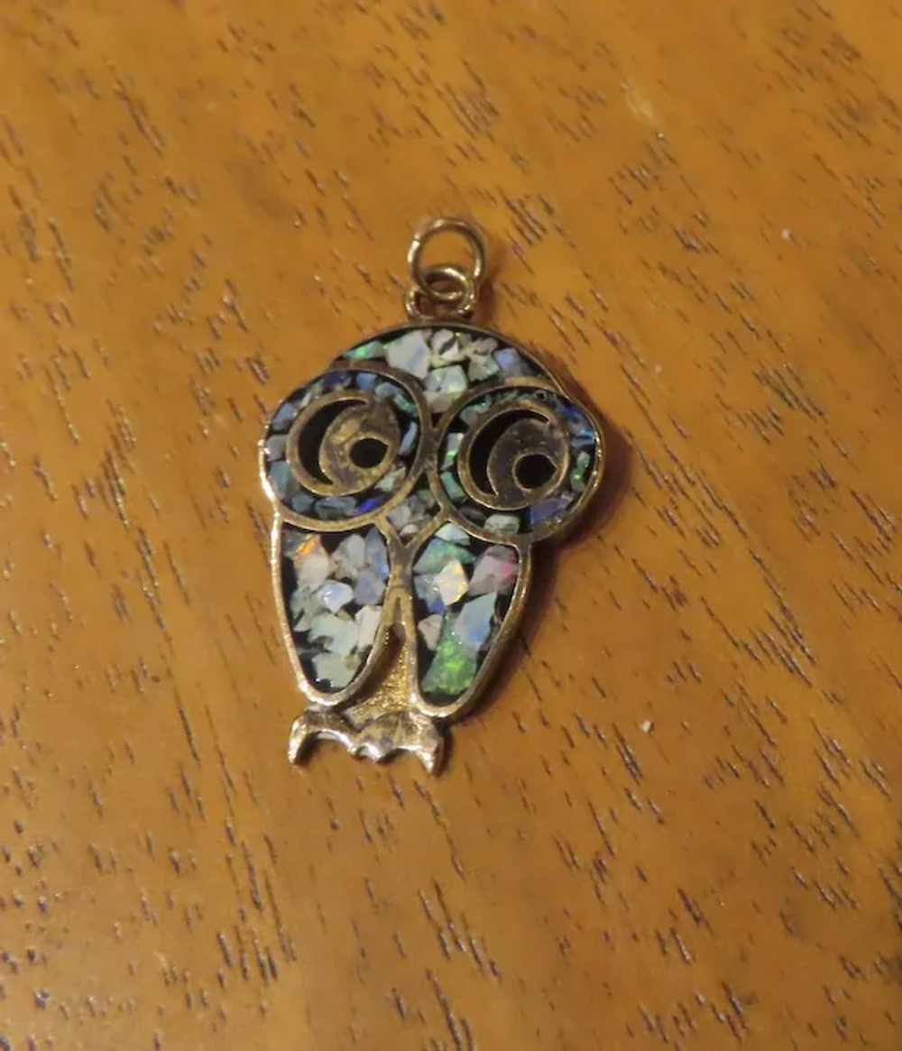 Vintage Gold Plated Sterling Owl Brooch Pin - image 5