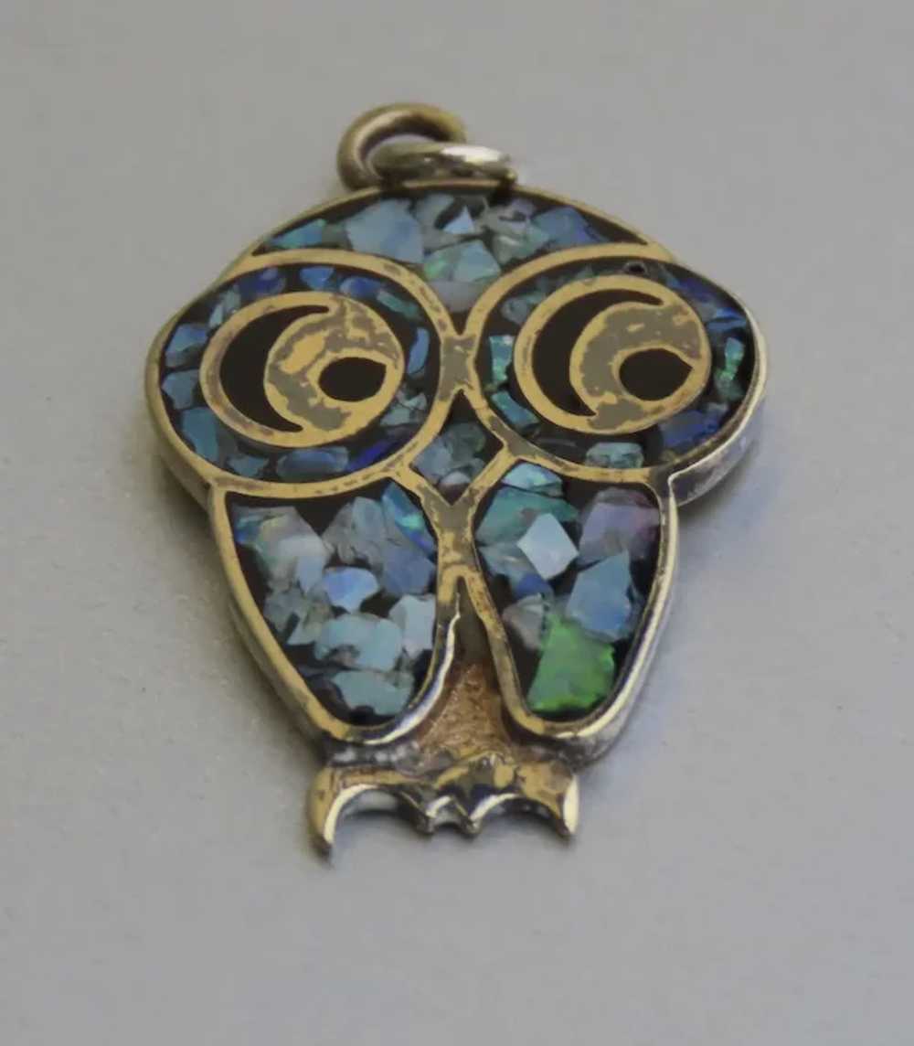Vintage Gold Plated Sterling Owl Brooch Pin - image 8