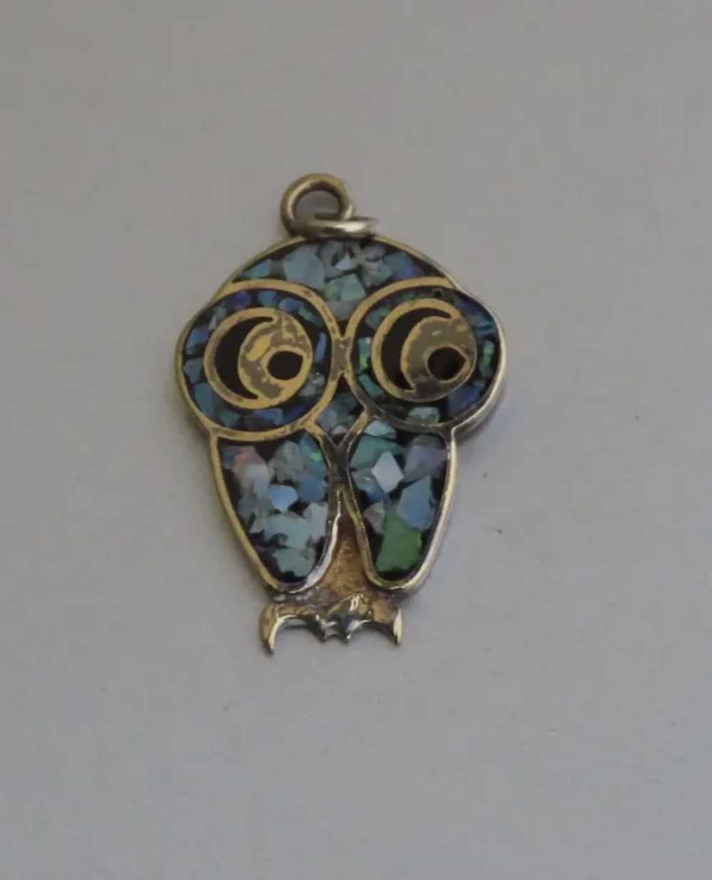 Vintage Gold Plated Sterling Owl Brooch Pin - image 9