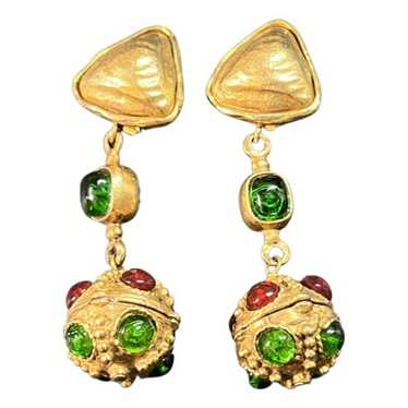 Gripoix earrings Chanel Burgundy in Glass - 25971779