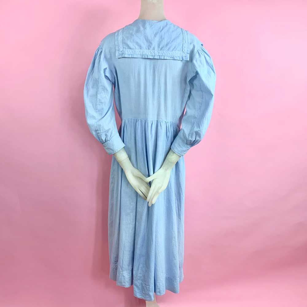 1910s Blue Chambray Workwear Chore Dress W/ Sailo… - image 3
