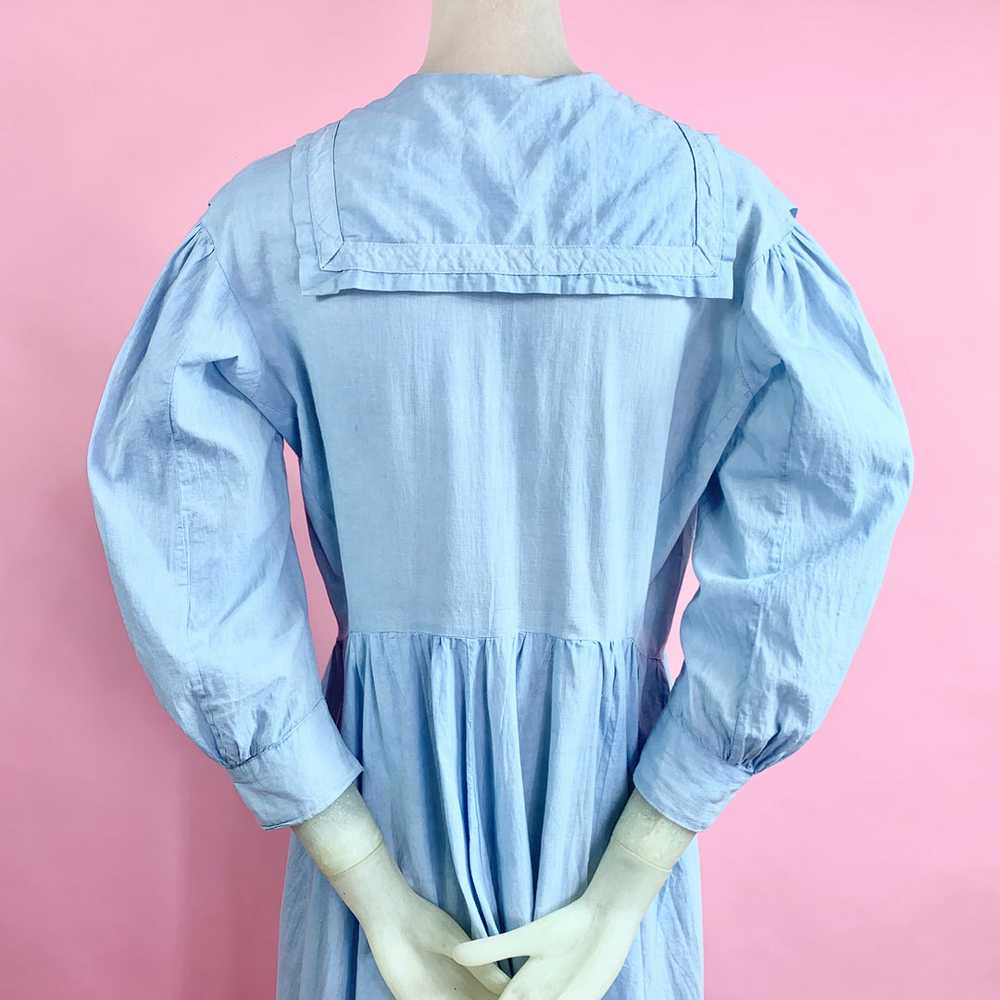 1910s Blue Chambray Workwear Chore Dress W/ Sailo… - image 5