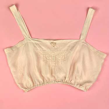 1920s Light Pink Silk Camisole w/ Embroidery - image 1