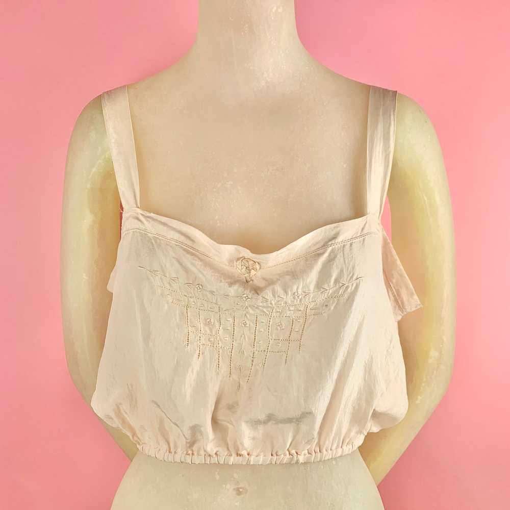 1920s Light Pink Silk Camisole w/ Embroidery - image 2